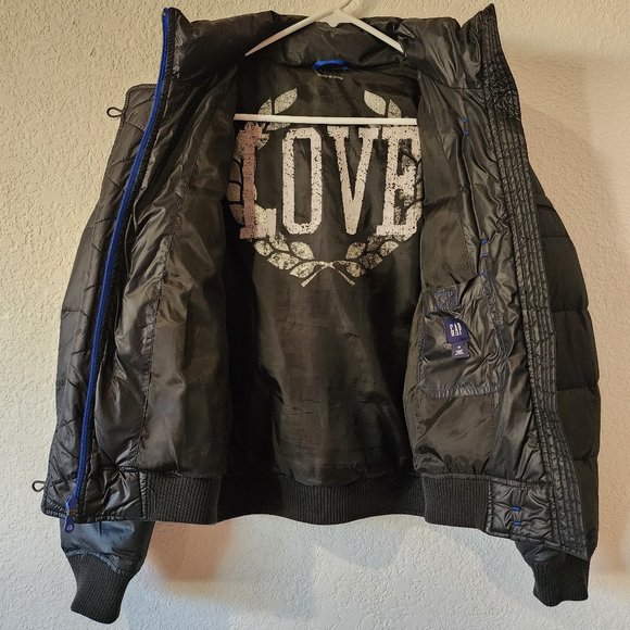 WOMENS GAP PLAIN BLACK CASUAL ZIP UP DOWN PADDED WINTER RAIN COAT JACKET SIZE M - Picture 2 of 5